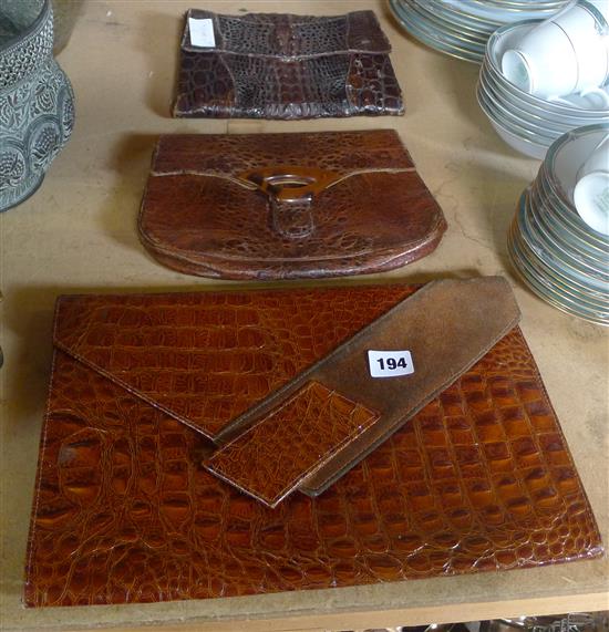 3 crocodile/snakeskin bags